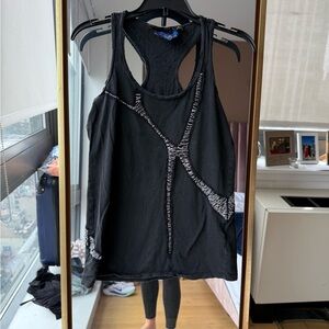 Black Embellished Cut Out Sleeveless Tank Top